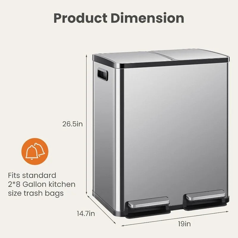 2 x 8 Gallon Garbage Can
