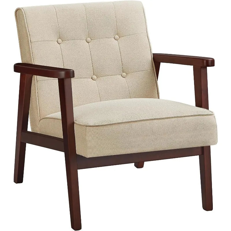 Modern Arm Chair with Solid Wood Armrests and Legs
