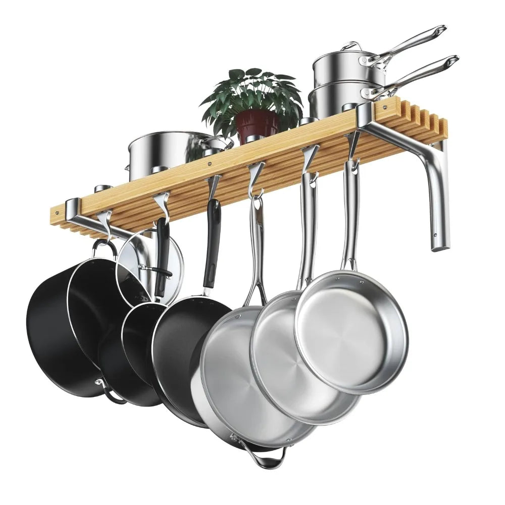 Standard Wall Mounted Wooden Pot Rack Seasoning Holder