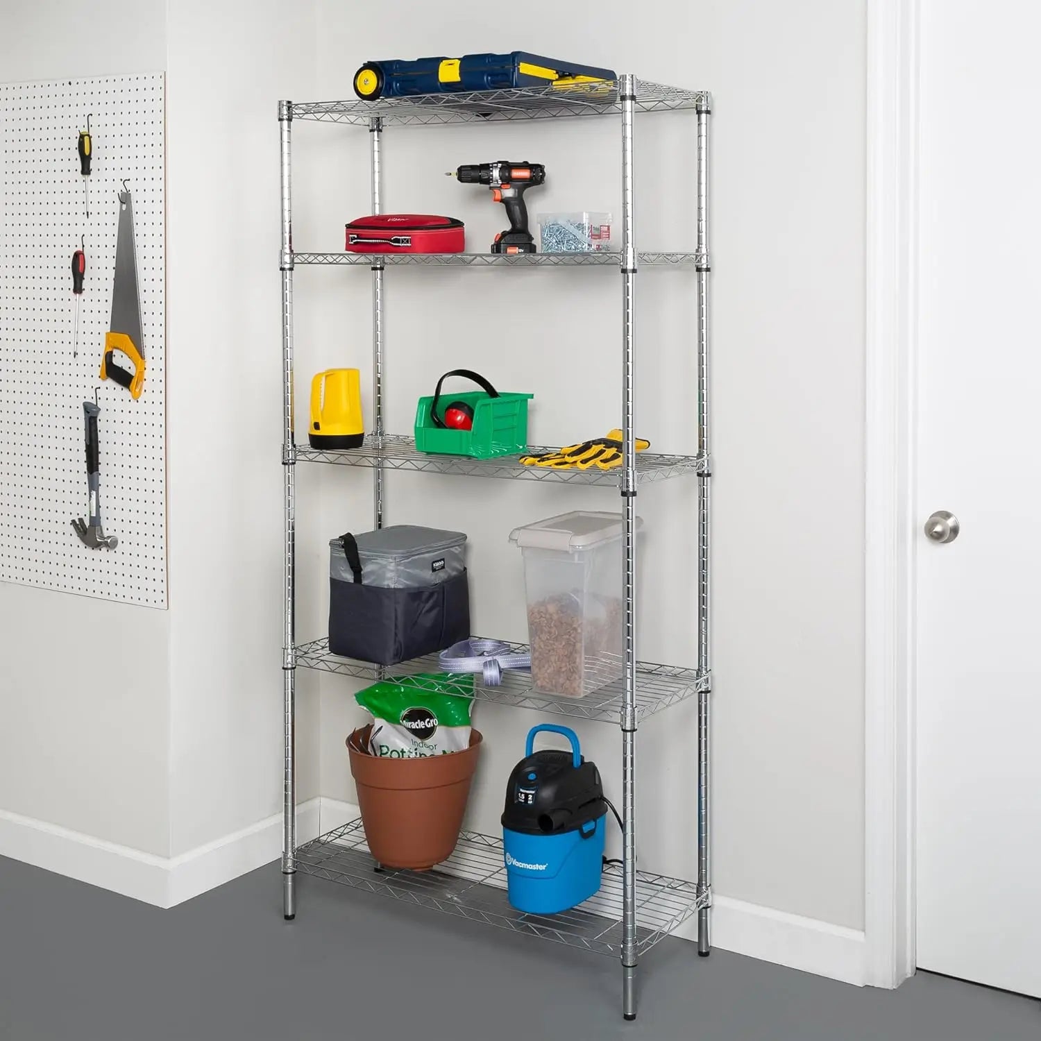 5-Tier Chrome Heavy-Duty Adjustable Shelving Unit