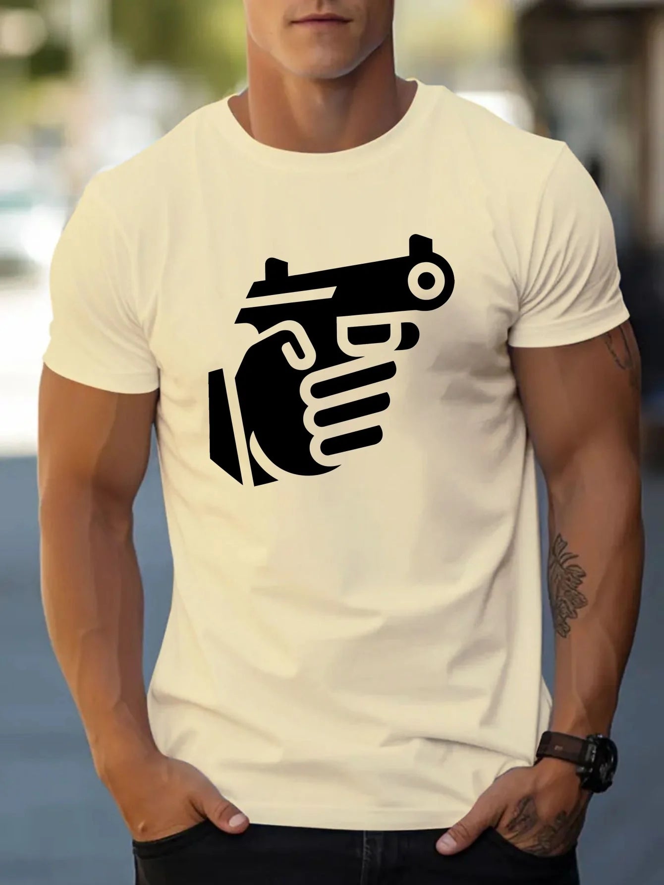 Fashion Print Cotton short-sleeved T-shirt American fashion