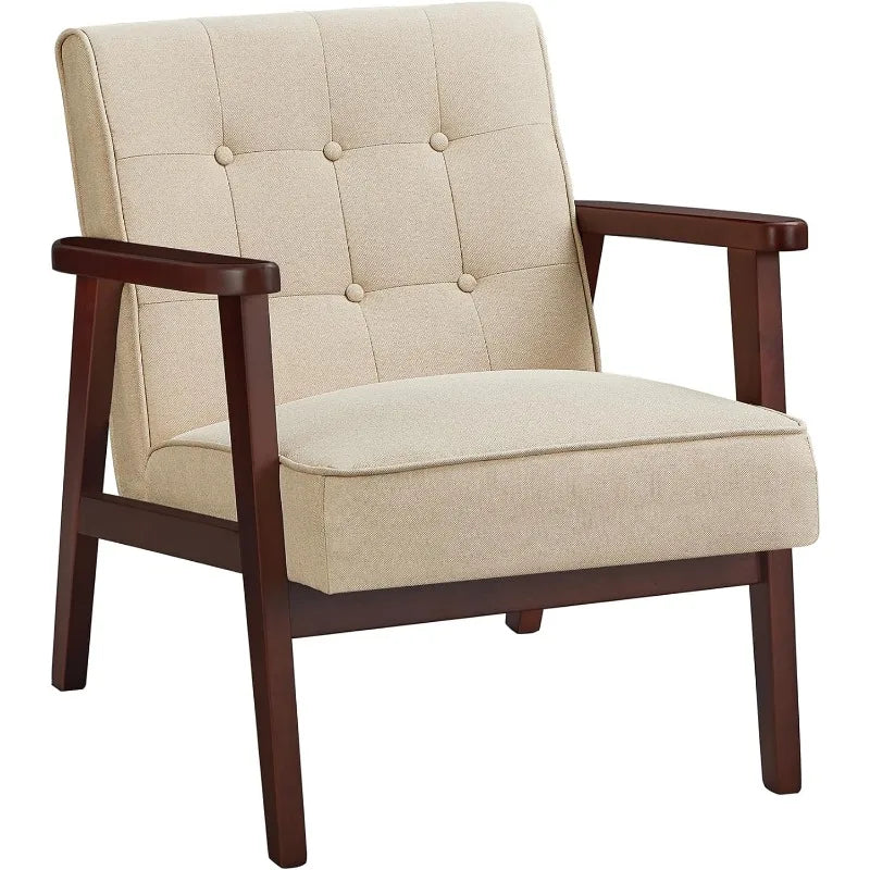 Modern Arm Chair with Solid Wood Armrests and Legs