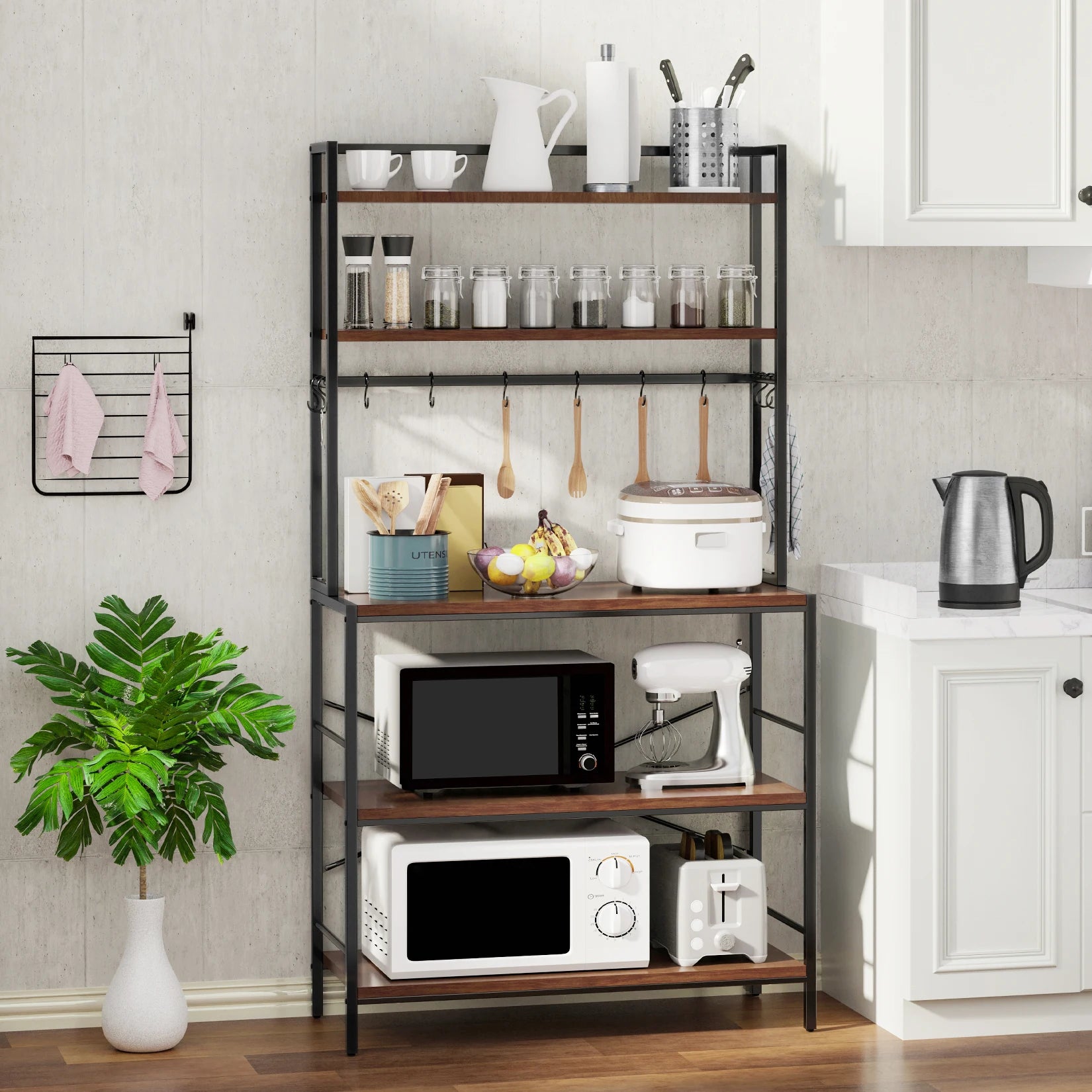 Kitchen Bakers Rack Industrial 5-Tier Microwave Oven Stand