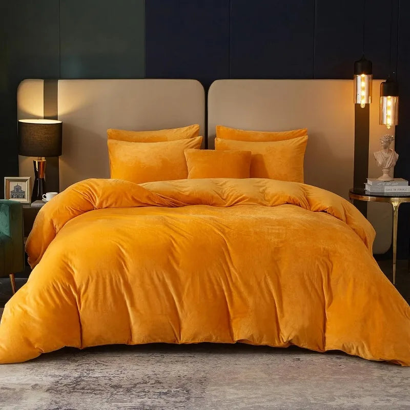 Velvet Burnt Orange Duvet Cover Queen Size