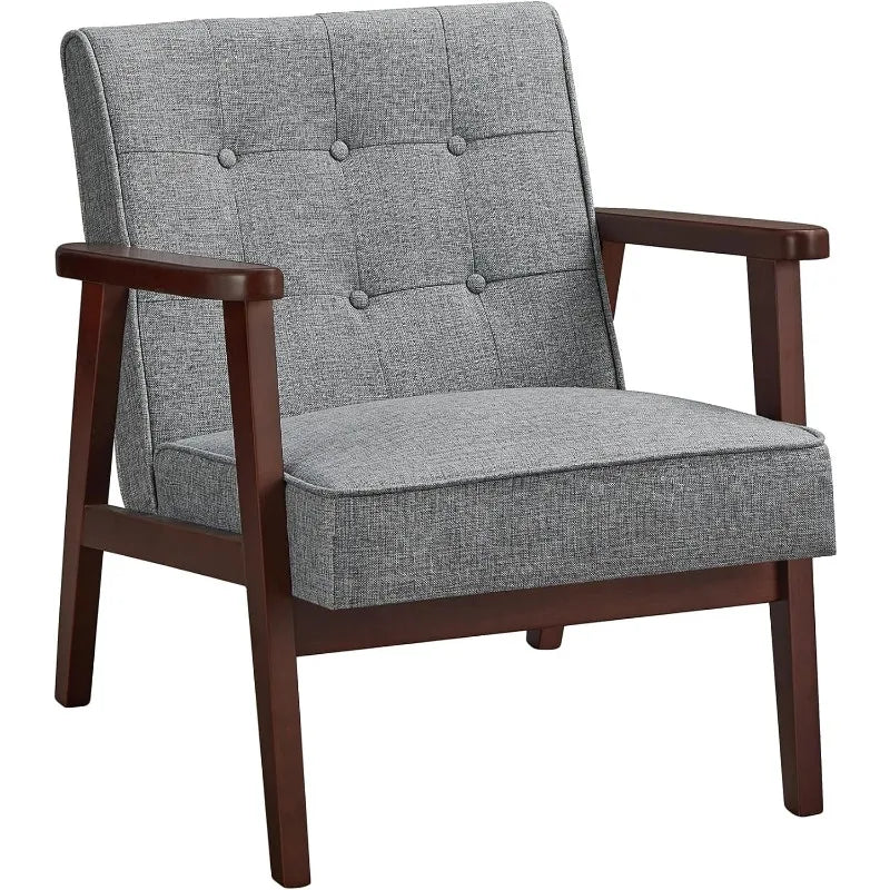 Modern Arm Chair with Solid Wood Armrests and Legs