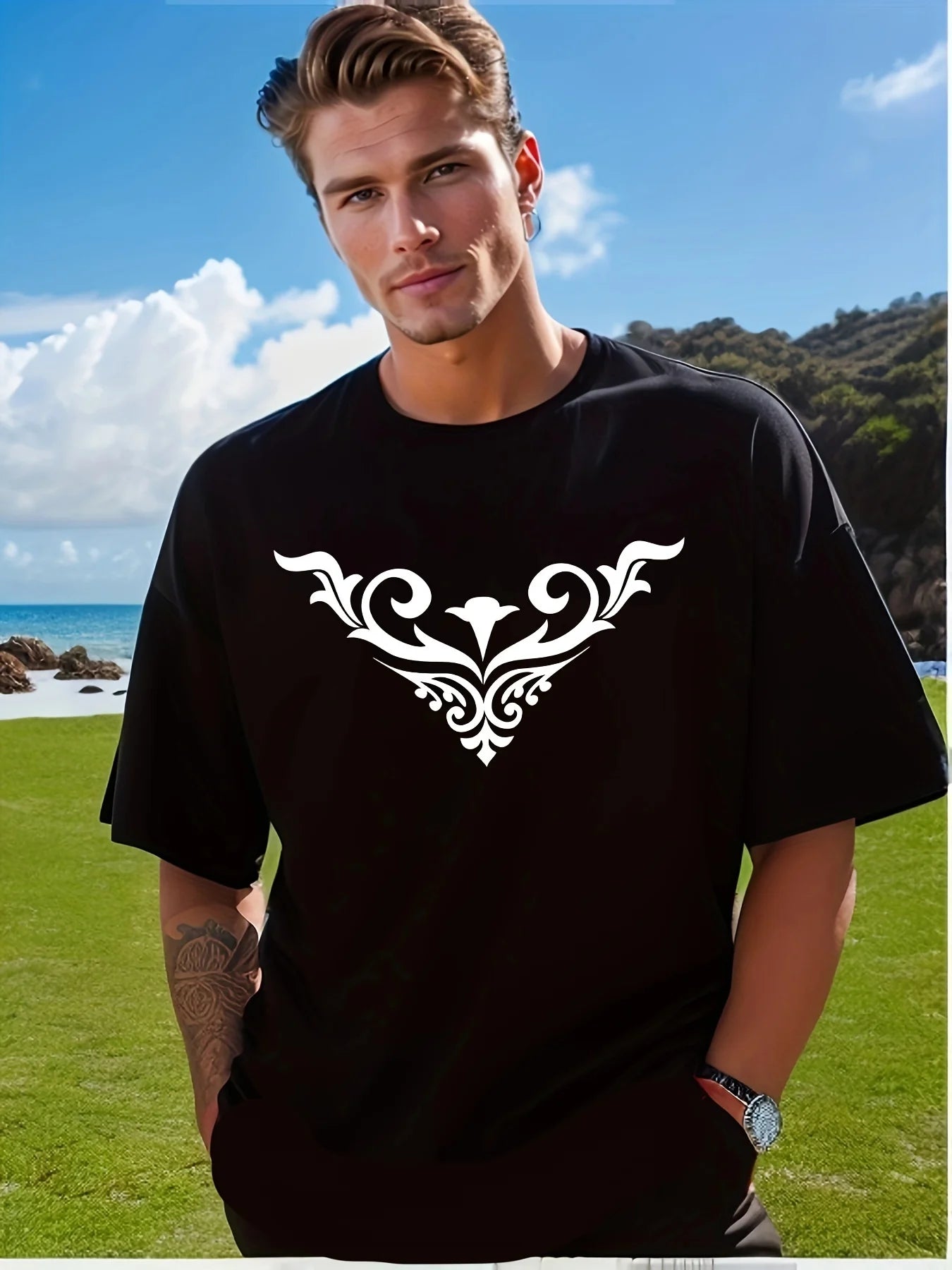 casual short-sleeved crew neck T-shirt