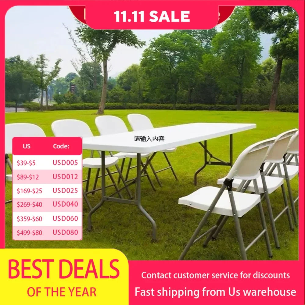 8 Foot Folding Table Portable Plastic Picnic Table