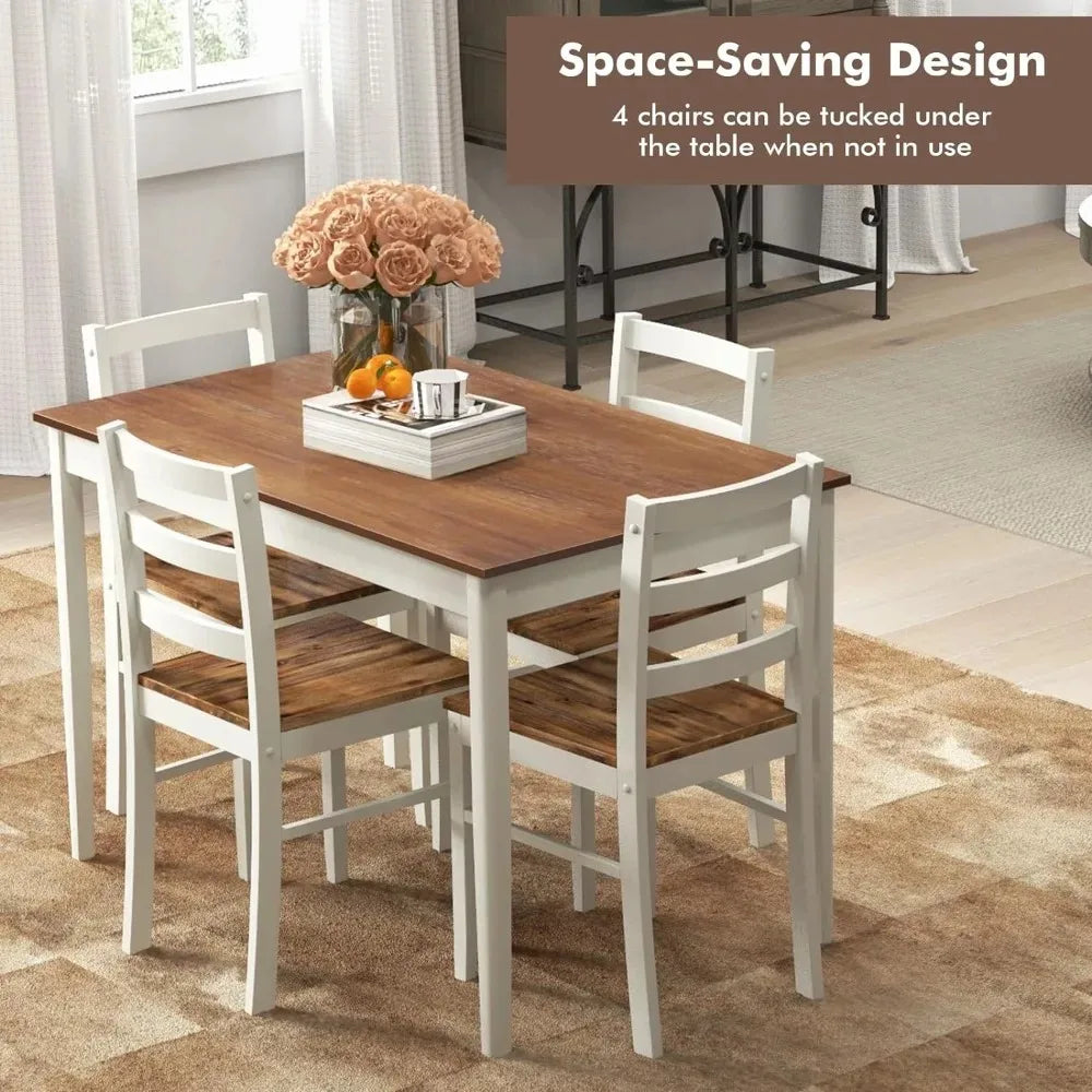 Dining Room Table Set for 4, Breakfast Nook with Kitchen Table, 4 Dining Chairs, , Kitchen Table Chairs Set of 4 (Brown)