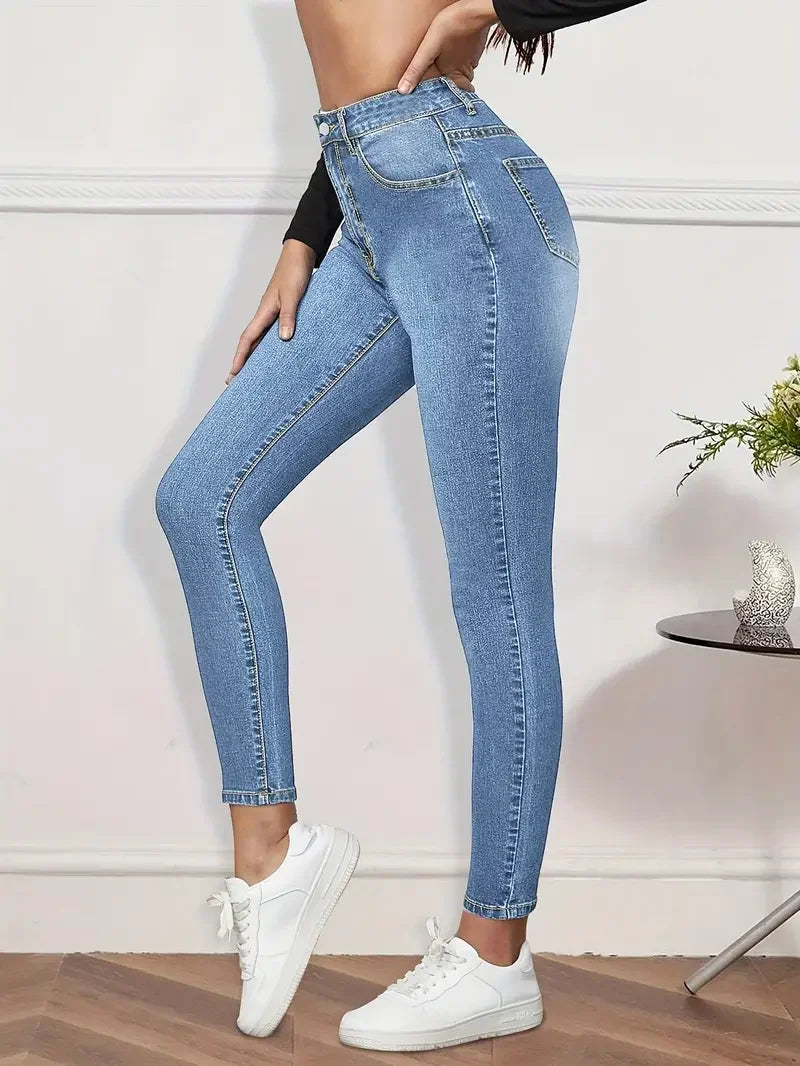 Women Simple Stretch Slim Jeans Fashion